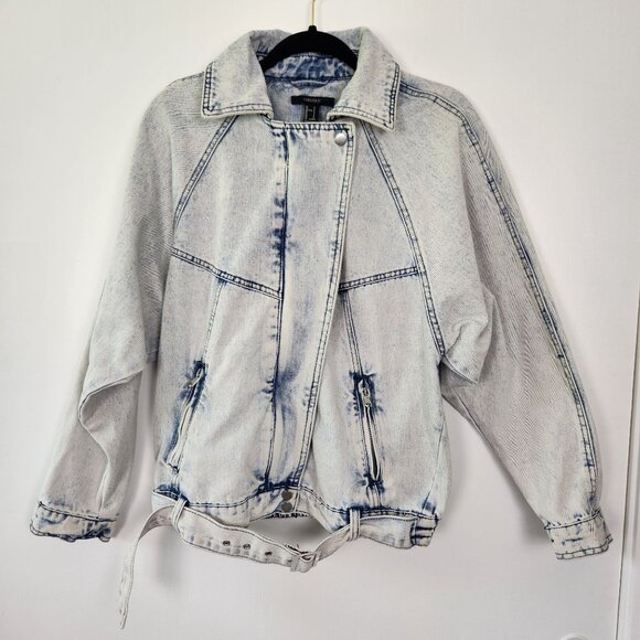 Forever 21 Acid Wash Zip Up Jean Jacket, Sm, Retro, 80's, Stranger Things Vibes - Picture 1 of 9